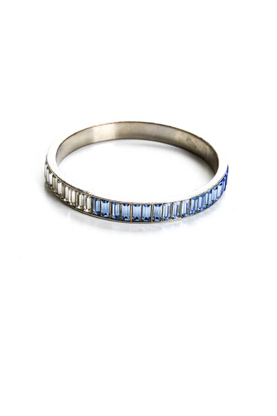 St. John Collection Womens Blue Gradient Crystals Silver Tone Bangle Bracelet