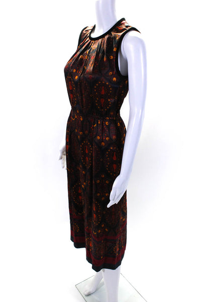 Marc By Marc Jacobs Womens Silk Abstract Print Midi Sheath Dress Brown Size 0