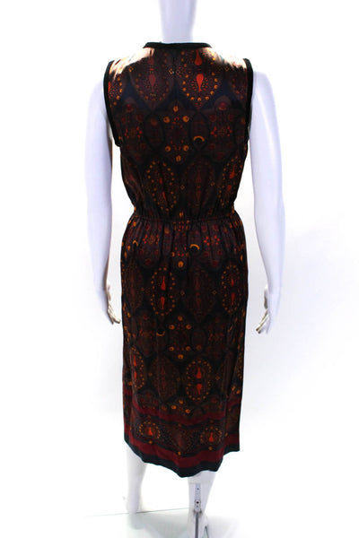 Marc By Marc Jacobs Womens Silk Abstract Print Midi Sheath Dress Brown Size 0