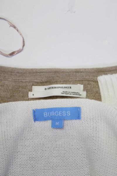 Anthropologie Burgees Womens Knit Tops Sweaters Light Brown White Size S M Lot 2