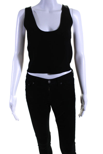 A.L.C. Womens Ribbed Scoop Neck Sleeveless Pullover Tank Top Black Size L