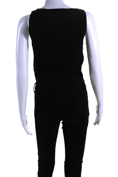 A.L.C. Womens Ribbed Scoop Neck Sleeveless Pullover Tank Top Black Size L