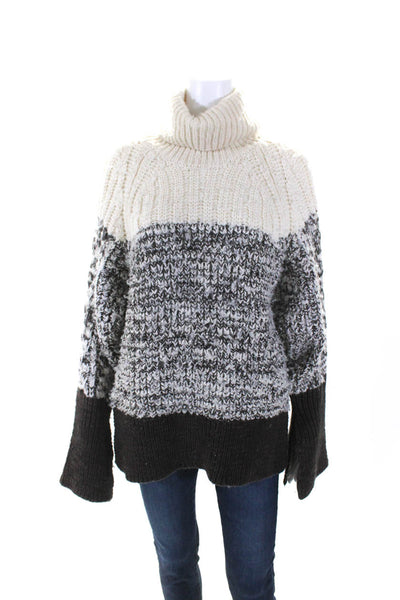 3.1 Phillip Lim Womens Chunky Knit Turtleneck Sweater White Size M 14702178