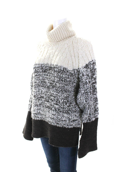 3.1 Phillip Lim Womens Chunky Knit Turtleneck Sweater White Size M 14702178