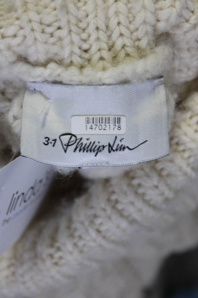 3.1 Phillip Lim Womens Chunky Knit Turtleneck Sweater White Size L 14703395