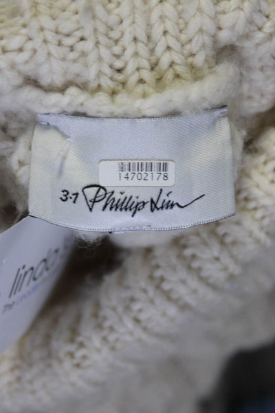 3.1 Phillip Lim Womens Chunky Knit Turtleneck Sweater White Size M 14702178