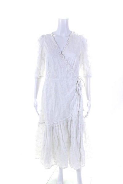 La Vie Rebecca Taylor Womens Short Sleeve Lucie Eyelet Dress White Size MR 13722