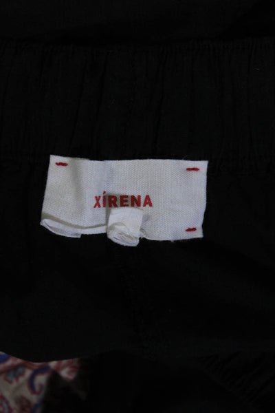 Xirena Womens Drawstring Waist High Rise Pants Black Cotton Size Small