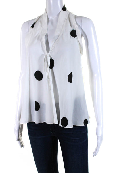 Derek Lam Collective Womens Polka Dot Top White Size 50 13928704