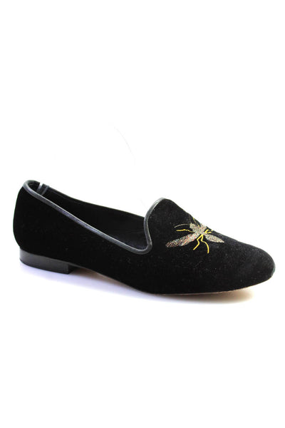 Jon Josef Womens Suede Embroidered Graphic Print Slip-On Shoes Black Size 7.5