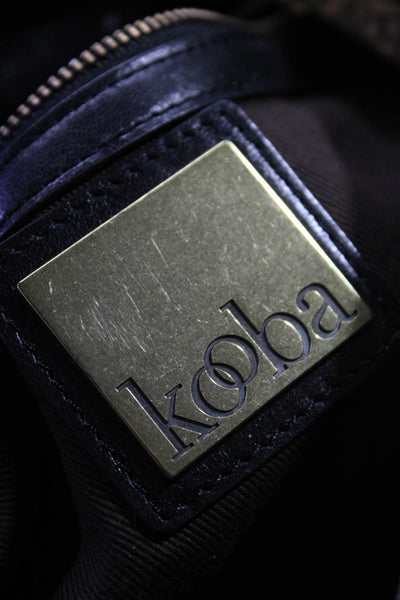Kooba Womens Animal Print Snapped Buttoned Folded Zipped Clutch Handbag Black