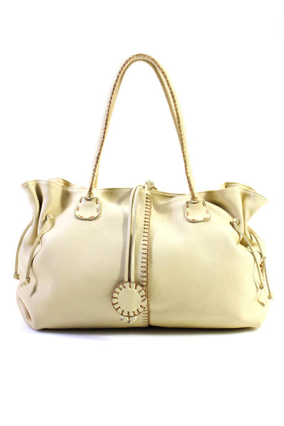 Fatto a Mano By Carlos Falchi Womens Buttoned Darted Shoulder Handbag Yellow