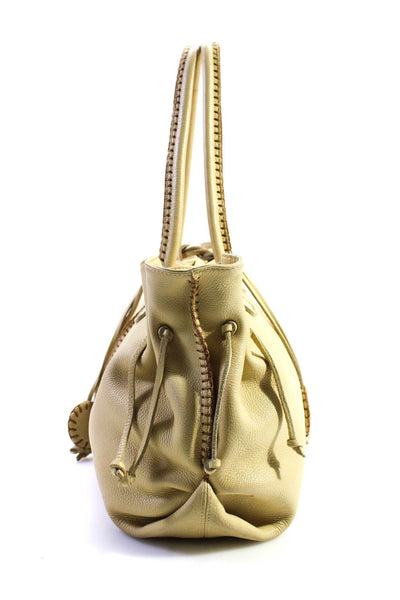 Fatto a Mano By Carlos Falchi Womens Buttoned Darted Shoulder Handbag Yellow