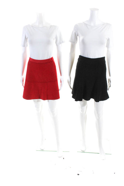 Maeve Zara Womens Knit Drop Waist Mini Skirt Red Black Size XS Medium Lot 2