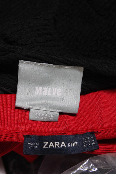 Maeve Zara Womens Knit Drop Waist Mini Skirt Red Black Size XS Medium Lot 2