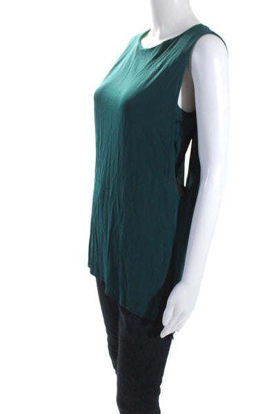 Helmut Lang Womens Dark Green Open Back Scoop Neck Sleeveless Tank Top Size S