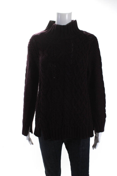 525 America Womens Maroon Cotton Cable Knit Pullover Sweater Top Size XS