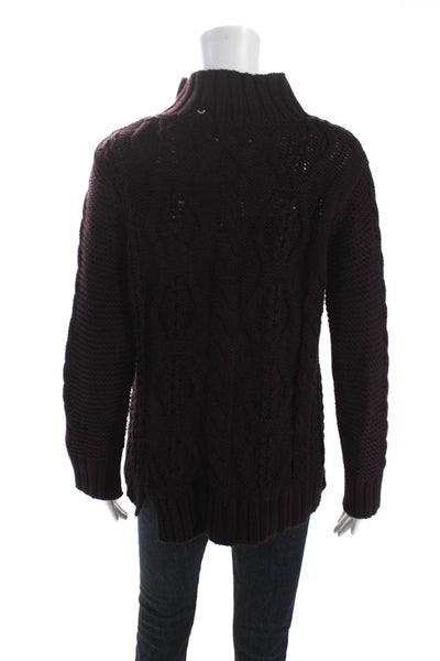 525 America Womens Maroon Cotton Cable Knit Pullover Sweater Top Size XS