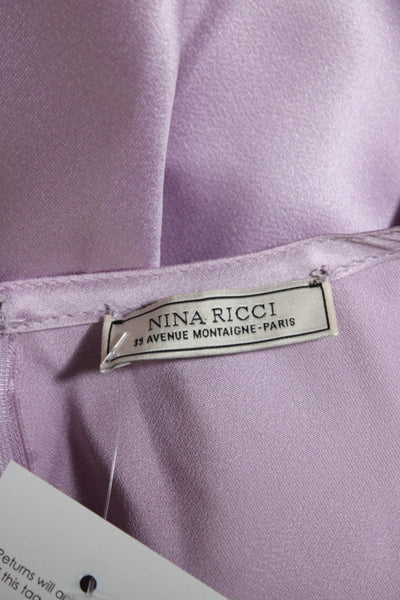 Nina Ricci Womens Lilac Crew Neck Zip Back Sleeveless Asymmetric Dress Size M