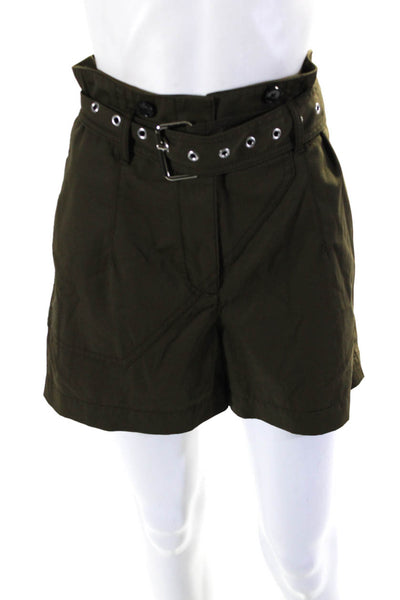 3.1 Phillip Lim Womens Zipper Fly High Rise Belted Short Shorts Brown Size 2