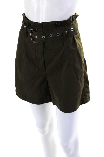 3.1 Phillip Lim Womens Zipper Fly High Rise Belted Short Shorts Brown Size 2