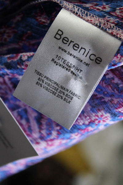 Berenice Womens Silk Blend Floral Print Blouse Blue Pink Size EUR 38