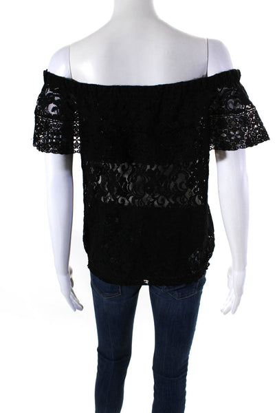 Temperley London Womens Lace Off The Shoulder Blouse Black Size Large