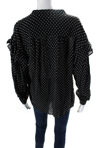 10 Crosby Derek Lam Womens Long Sleeves Tie Neck Blouse Black Size 4