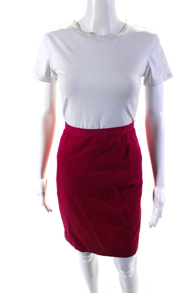 Giorgio Armani Womens Fuschia Wool Drape Detail Knee Length Pencil Skirt Size 42