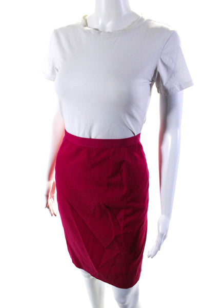 Giorgio Armani Womens Fuschia Wool Drape Detail Knee Length Pencil Skirt Size 42