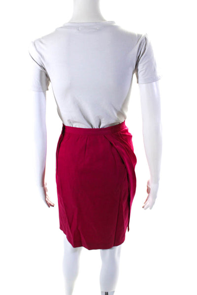 Giorgio Armani Womens Fuschia Wool Drape Detail Knee Length Pencil Skirt Size 42