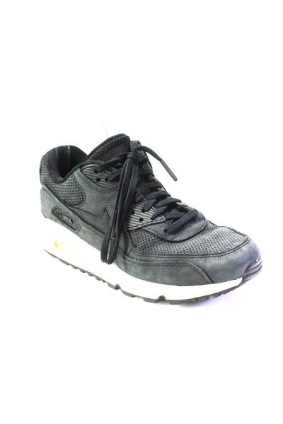 Nike Womens Lace Up Perforated Trim Air Max Sneakers Black White Suede Size 6