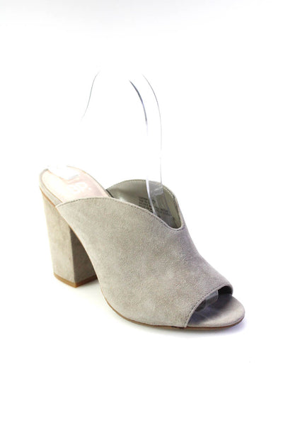 BP. Womens Slip On Block Heel Slide Sandals Gray Suede Size 5.5M