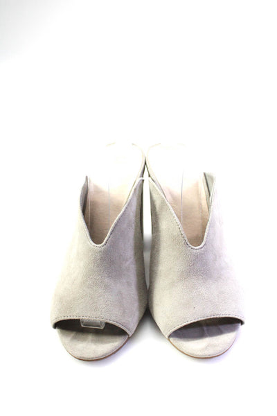 BP. Womens Slip On Block Heel Slide Sandals Gray Suede Size 5.5M