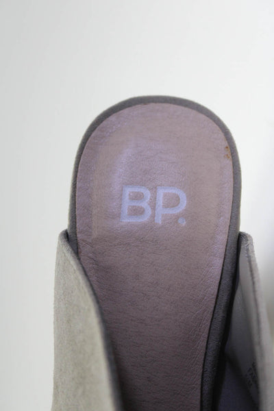 BP. Womens Slip On Block Heel Slide Sandals Gray Suede Size 5.5M