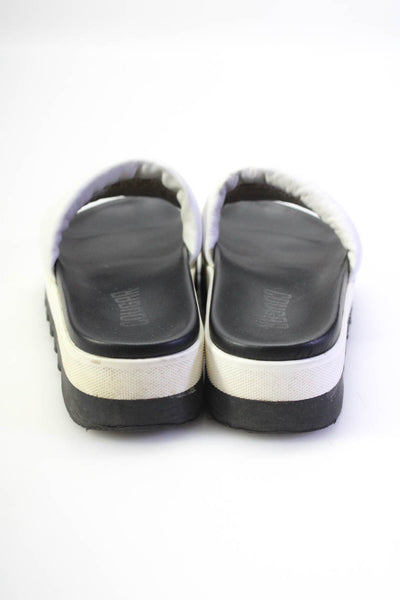 Cougar Womens Slip On Quilted Trap Prato Platform Slide Sandals White Leather 6