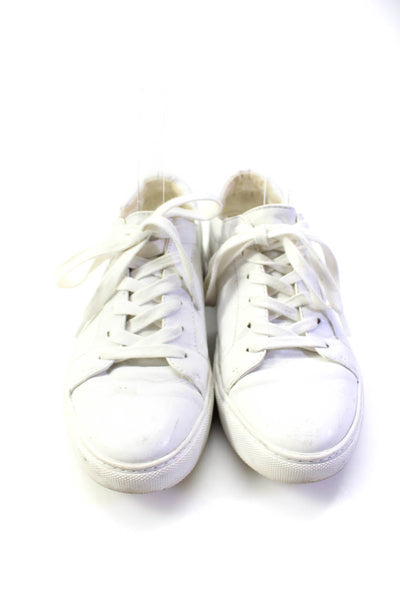 Kenneth Cole Womens Lace Up Round Toe Low Top Sneakers White Leather Size 6