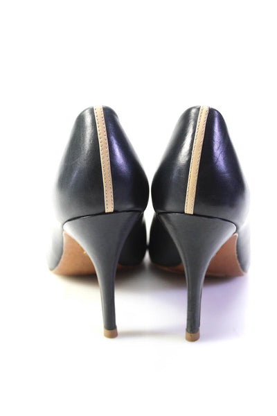 Massimo Dutti Womens Peep Toe Slip On Stiletto Pumps Navy Blue Size 39 9