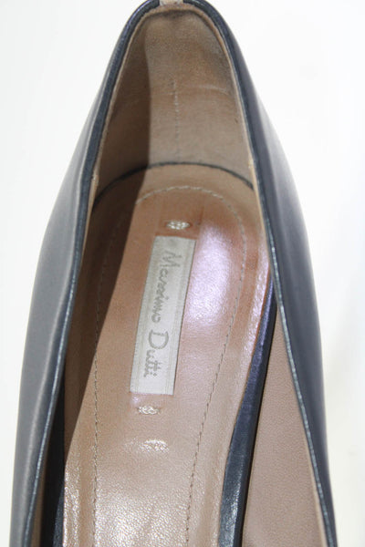 Massimo Dutti Womens Peep Toe Slip On Stiletto Pumps Navy Blue Size 39 9