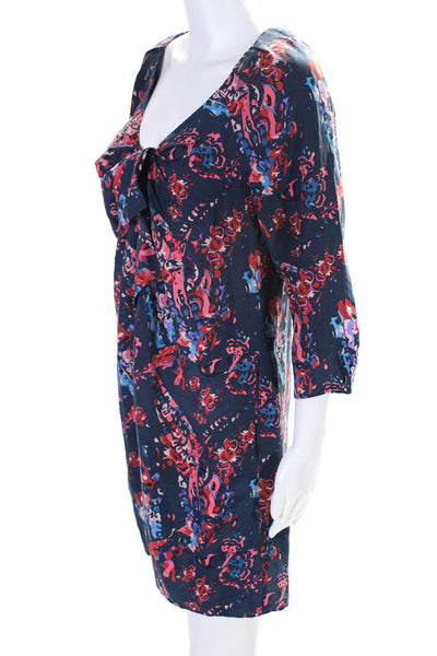 Juicy Couture Zara Womens Blue Floral Scoop Neck Ruffle A-Line Dress Size S lot2