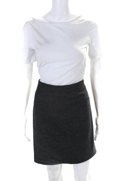 J Crew Womens Gray Wool Zip Back Lined The Pencil Skirt Size 4