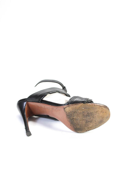 Alaia Womens Leather Ankle Strap Slingbacks Sandal Heels Black Size 37 7