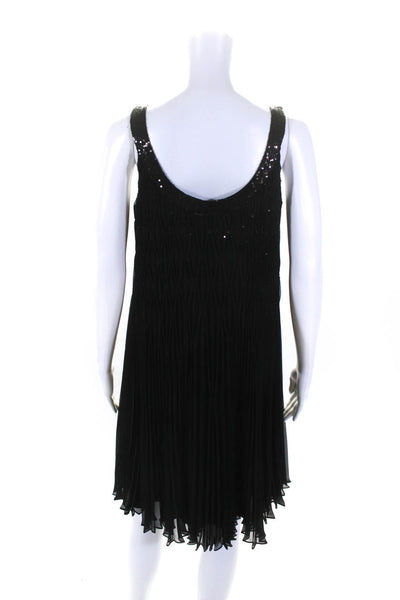 Carmen Marc Valvo Womens Chiffon Beaded Trapeze Cocktail Dress Black Size 4