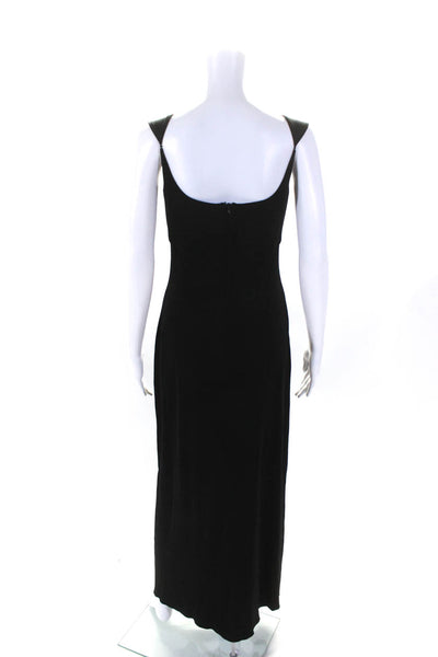 Tom And Linda Platt Womens Jersey Knit Scoop Neck Fitted Gown Dress Black Size 6