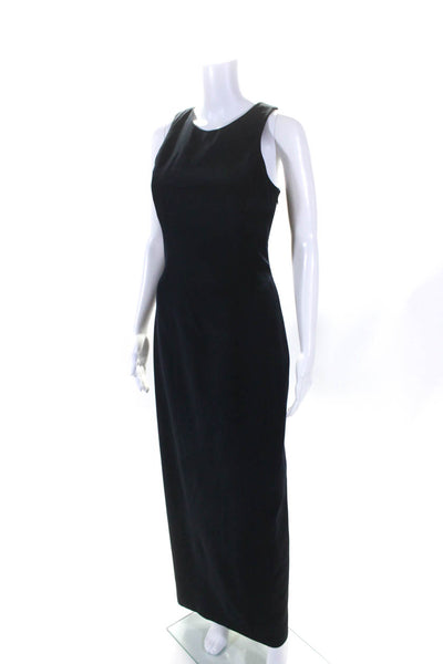Laughlin NYC Womens Taffeta Sleeveless Lace Up Fitted Gown Dress Navy Size XS