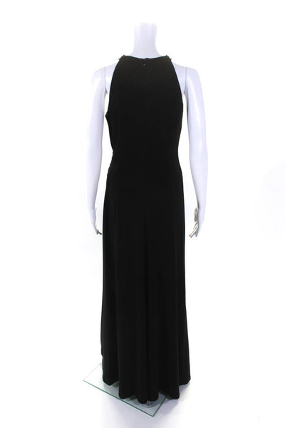 David Meister Womens Jersey Knit Crystal Beaded Collar Gown Dress Black Size 6