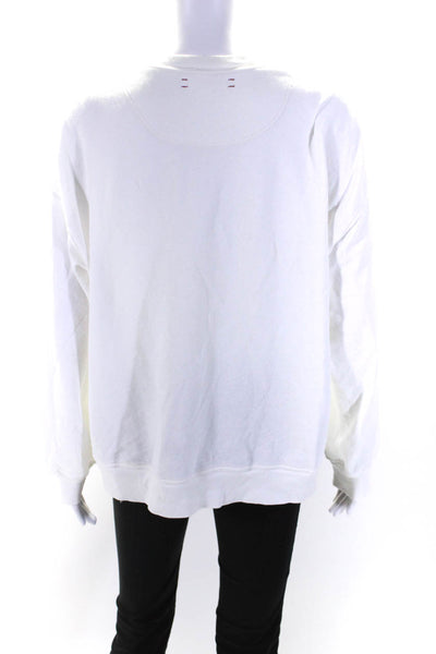 Xirena Womens Crew Neck Pullover Sweatshirt White Cotton Blend Size Medium