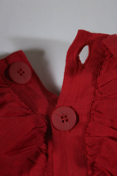 Clube Bossa Women's Ruffle Sleeveless Wrap Short Romper Red Size XS