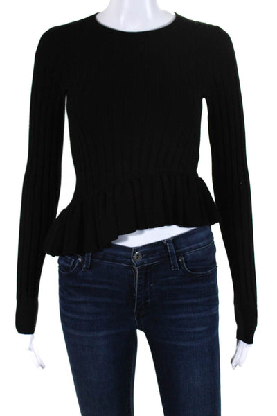 Robert Rodriguez Women's Long Sleeves Asymmetrical Ribbed Sweater Black Size XS