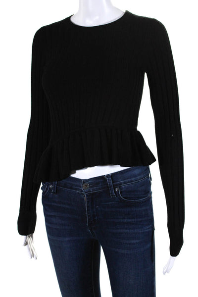 Robert Rodriguez Women's Long Sleeves Asymmetrical Ribbed Sweater Black Size XS